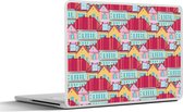 Laptop sticker - 14 inch - Huizen - Zentangle - Patronen - 32x5x23x5cm - Laptopstickers - Laptop skin - Cover