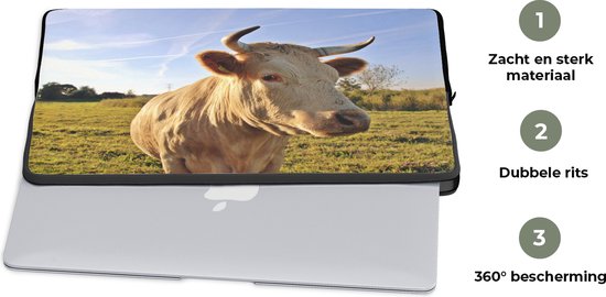 Housse ordinateur portable 17 pouces 41x32 cm - Vaches - Housse Macbook & Laptop Cow in nature - Housse ordinateur portable avec photo