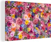 Canvas Schilderij Bloemen - Kleuren - Collage - 120x80 cm - Wanddecoratie