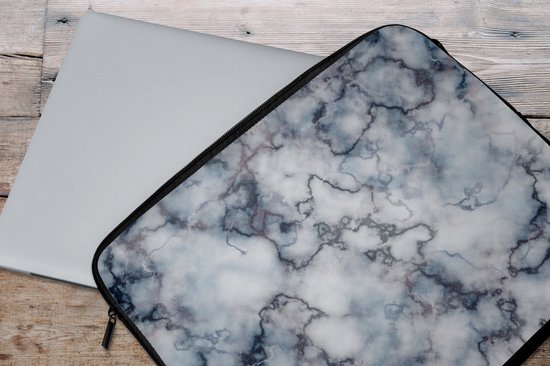 Laptophoes 15.6 inch - Marmer print - Stenen - Agaat - Laptop sleeve - Binnenmaat 37x26 cm - Zwarte achterkant