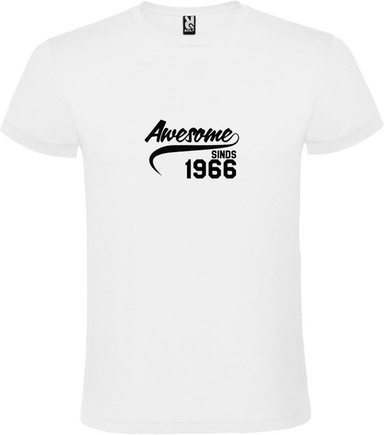 Wit T-Shirt met “Awesome sinds 1966 “ Afbeelding Zwart Size XXXXXL