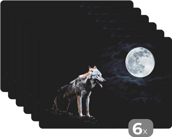 Placemats 1-6 Sets Winter Sneeuw Wolf Wasbare Pvc Placemats