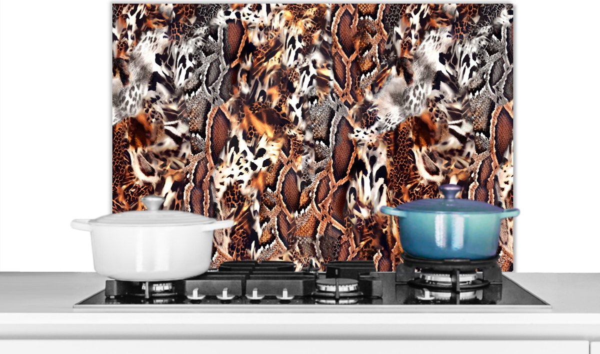 Spatscherm keuken - Slangenprint - Dieren - Zebra - Spatscherm - Spatwand - 90x60 cm