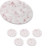 Onderzetters voor glazen - Marmer look - Marmer - Glitter - Roze - Luxe - Onderzetters - 10x10 cm - Rond - Onderleggers - 6 stuks