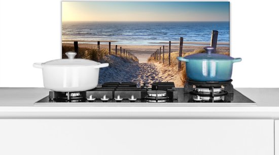 Spatscherm - Spatwand - Strand - Zee - Duin - Muurbeschermer - Spatscherm strand - 70x30 cm - Keuken achterwand