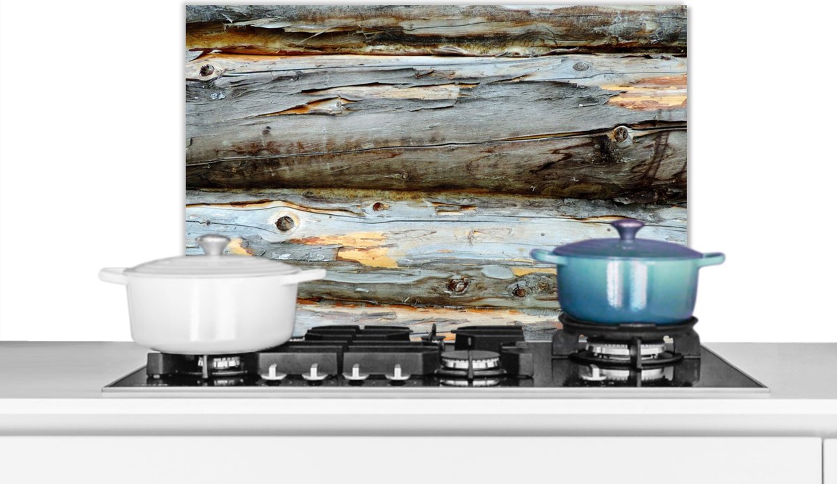 Spatscherm keuken - Achterwand keuken - Hout - Grijs - Rustiek - Plank - Keuken - Spatwand - 60x40 cm