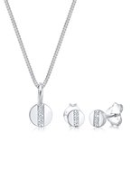 Elli PREMIUM Set de Bijoux pour femme diamant géométrique cercle pour femme (0,05 ct.) en argent sterling 925