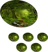 Onderzetters voor glazen - Rond - Jungle - Groen - Natuur - Tropisch - Planten - 10x10 cm - Glasonderzetters - 6 stuks