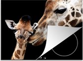 KitchenYeah® Inductie beschermer 60x52 cm - Giraffe - Dieren - Zwart - Portret - Dieren - Kookplaataccessoires - Afdekplaat voor kookplaat - Inductiebeschermer - Inductiemat - Inductieplaat mat
