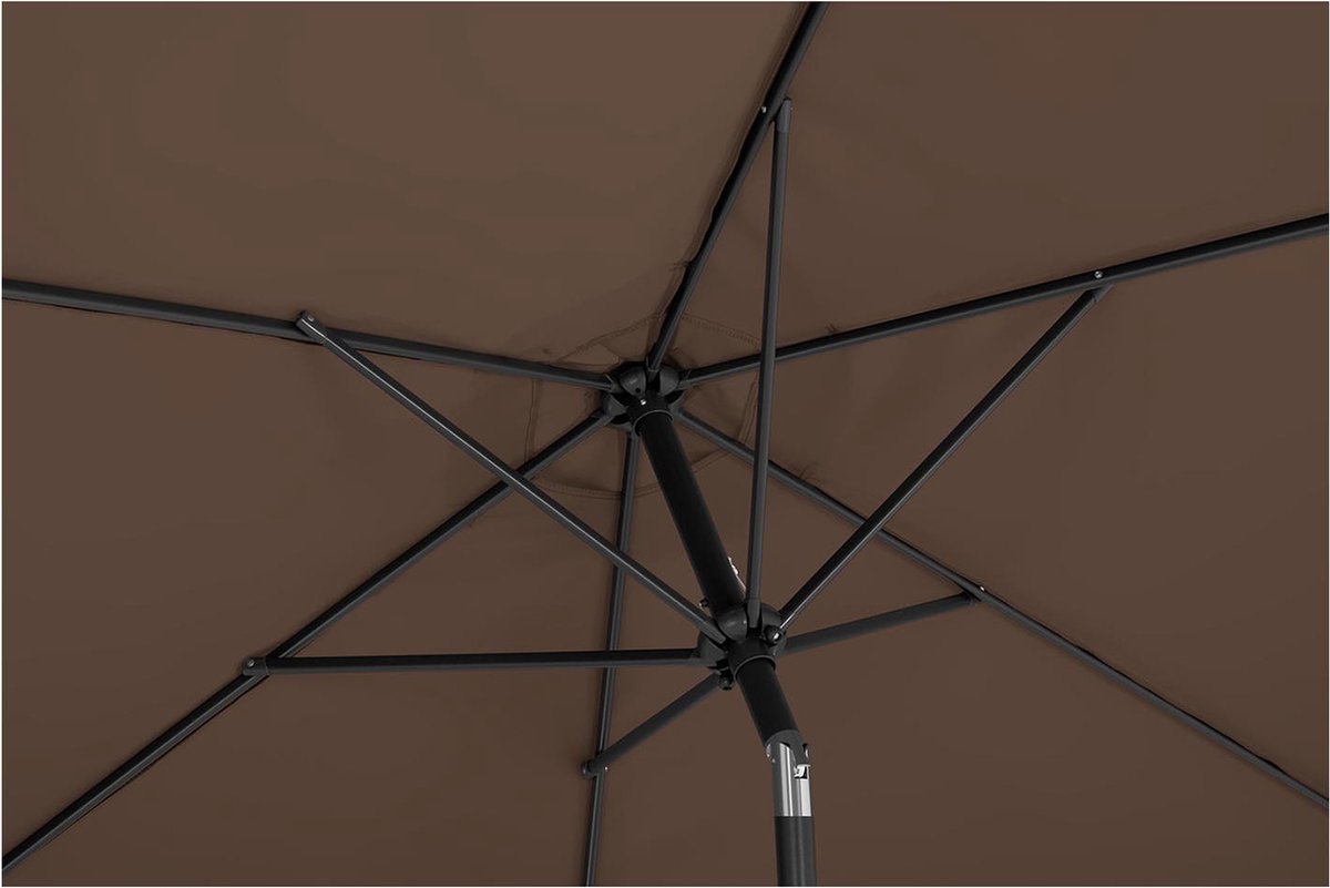 Uniprodo Grote parasol - bruin - zeshoekig - Ø 300 cm - kantelbaar