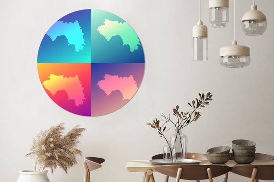 Illustration de quatre cartes de la Guinée Cercle mural aluminium ⌀ 120 cm - tirage photo sur cercle mural / cercle vivant / cercle jardin (décoration murale) XXL / Groot format!