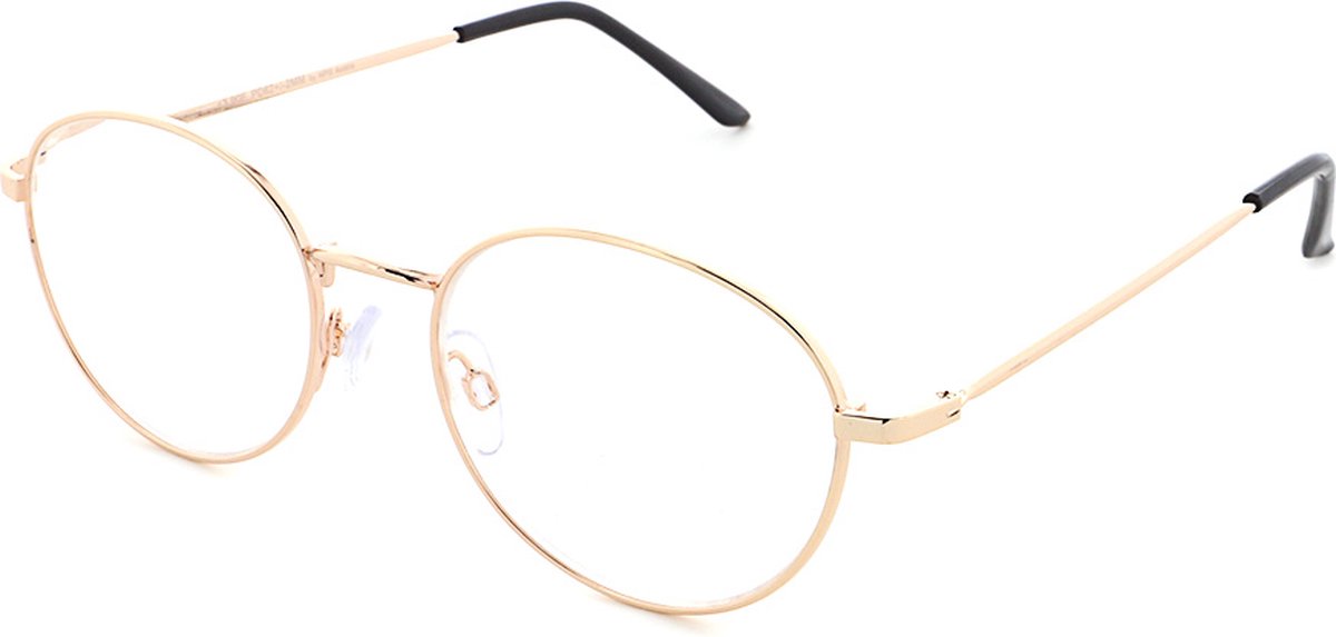 Leesbril MPG MLH061 - sterkte +3.00 - Kleur Goud – Klassiek & Comfortabel - Elegante lichtmetalen unisex leesbril - Incl. etui en doekje