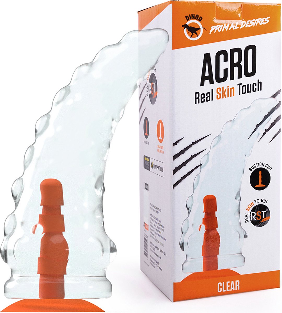 Goedkoopste Dinoo - Primal Desires Extra Grote Dildo Met Zuignap Acro - Transparant