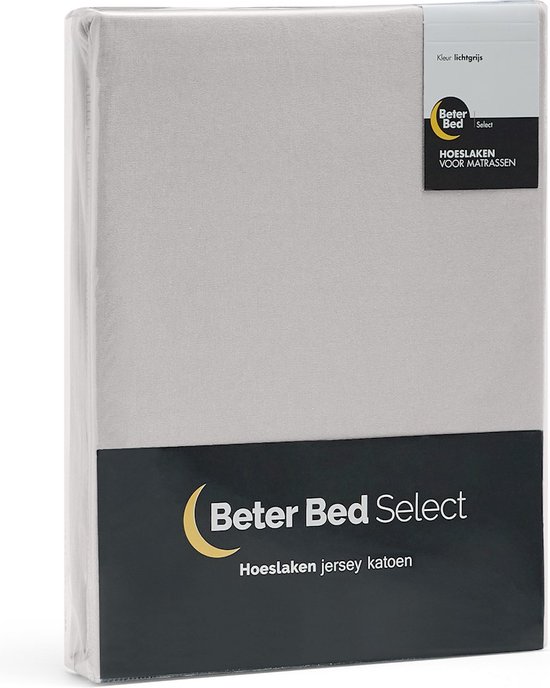 Hoeslaken pour Matras Beter Bed Select Jersey - 100% Katoen - 80/90 x 200/210/220 cm - Gris Clair