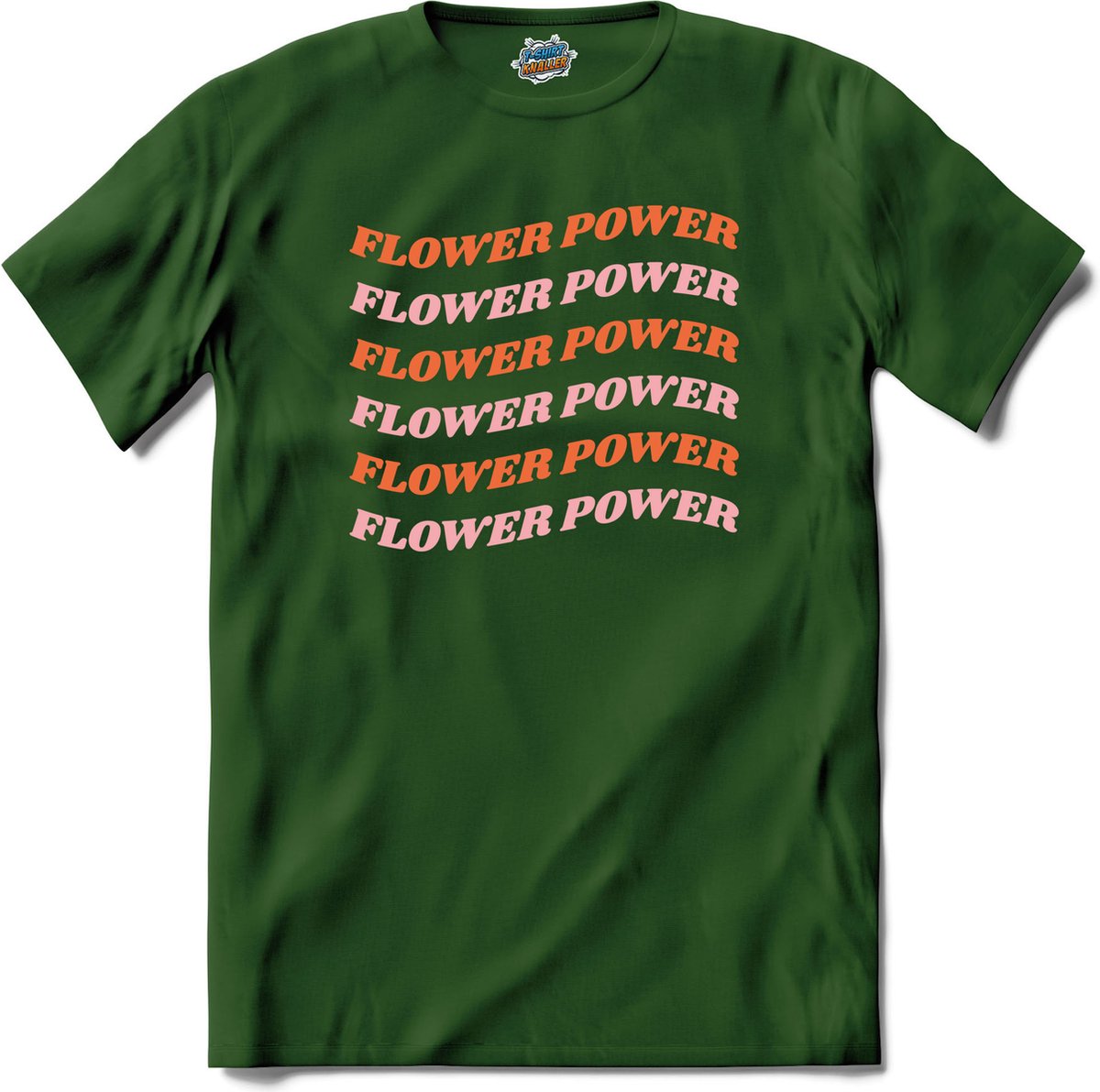 Flower power - T-Shirt - Heren - Bottle Groen - Maat S