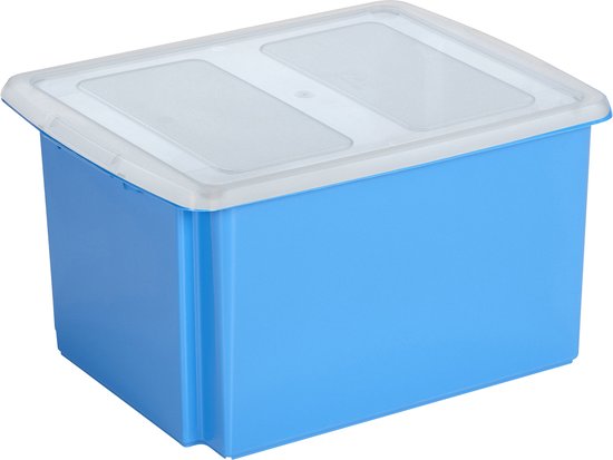 Sunware opslagbox 32 liter blauw 45 x 36 x 24 cm met afsluitbare deksel