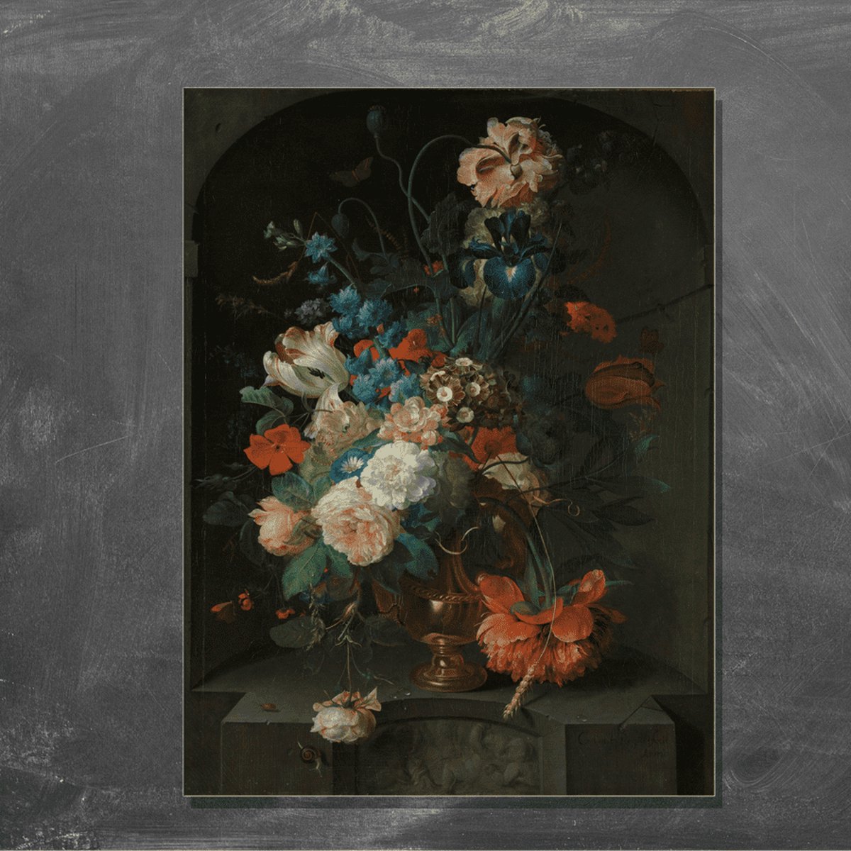 Wanddecoratie / Schilderij / Poster / Doek / Schilderstuk / Muurdecoratie / Fotokunst / Tafereel Stilleven met bloemen - Coenraet Roepel gedrukt op Textielposter