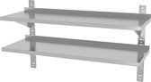 Dubbel Verstelbare Wandplank - Met Twee Stalen Beugels - 1400x300x(H)600mm - Hendi 811740