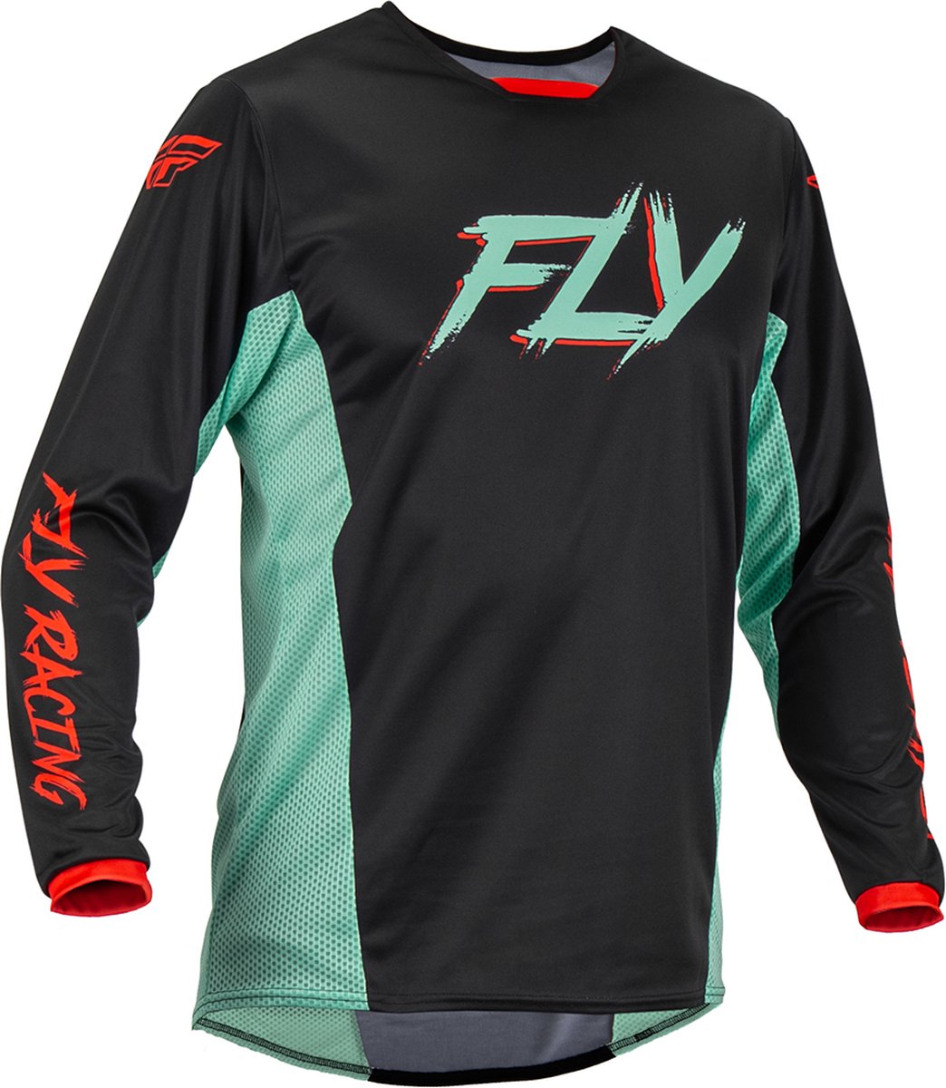 Fly Racing MX Jersey Kinetic S.E. Rave Black Mint Red XL - Maat - Jas