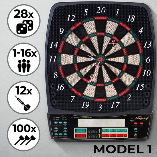 Physionics - Elektronische dartboard - Meer dan 100 gamevarianten - 12 darts - 100 reservetips - voeding - maximaal 16 spelers - LED -display Dartboard - Dart Machine - Dart Game van Physionics — afbeelding 5