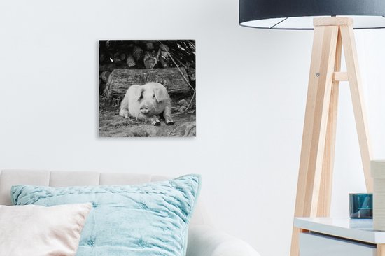 Cochon couché en toile noire et blanche 2cm