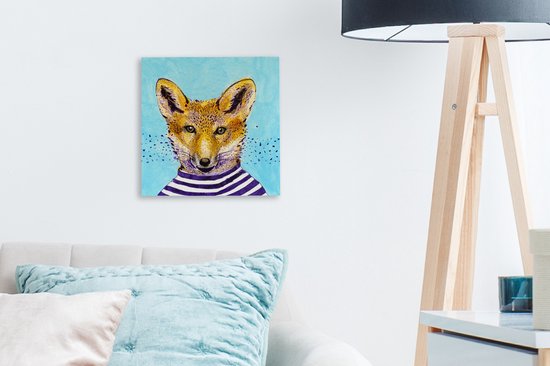 Toile Peinture Animaux - Renard - Vêtements - 20x20 cm - Décoration murale