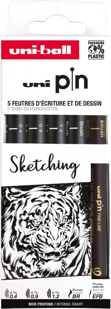 Uni Pin sketching set 5 stuks - Fineliner set voor Schetsen