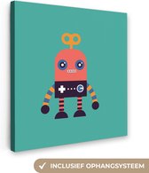 Tableau toile enfants - Décoration murale chambres d'enfants - Robot - Jouets - Vert - 20x20 cm - Toile enfants - Décoration murale