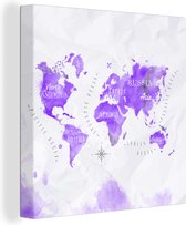 Peintures sur toile Cartes du monde - Peinture à l'huile - Violet - 50x50 cm - Décoration murale
