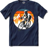 Wielrennen Fiets | Mountainbike sport kleding - T-Shirt - Unisex - Navy Blue - Maat 3XL