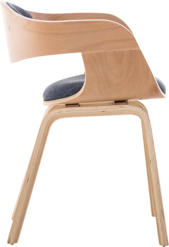 Stoel Pina Eetkamerstoel Hout Grijze stof Houten poten set van 2 Zithoogte...