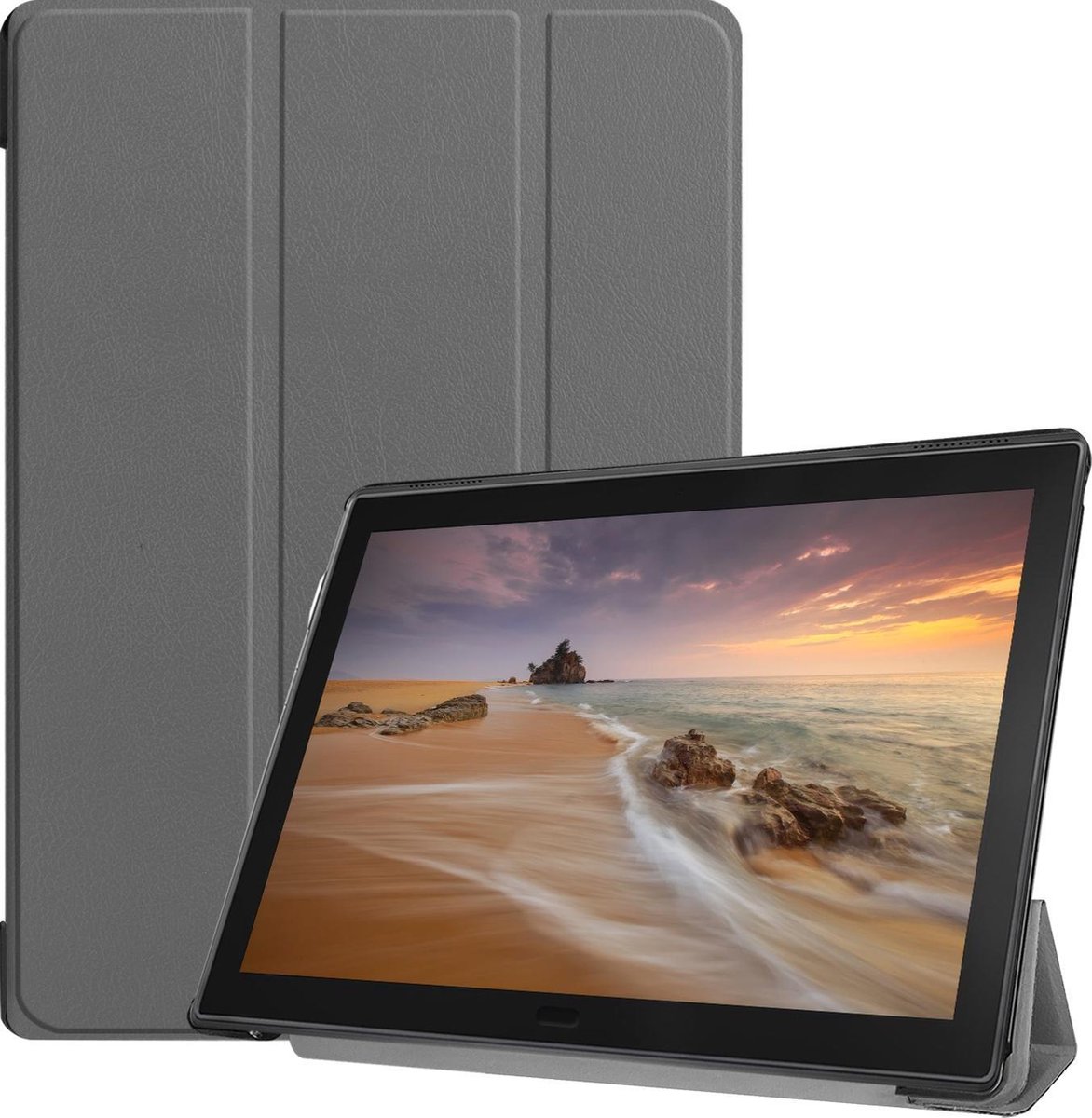 3-Vouw sleepcover hoes - Geschikt voor Lenovo Tab E10 - Grijs