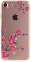 GadgetBay Doorzichtig Bloesemtakken iPhone 7 8 SE 2020 TPU hoesje - Roze Paars