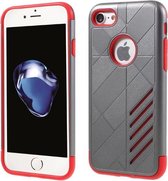 GadgetBay Rood grijs metallic hardcase TPU hoesje iPhone 7 8 rode zilver case