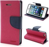 Wallet case roze Mercury Goospery Bookcase hoesje iPhone 5 5s SE Original Lederen - portemonnee