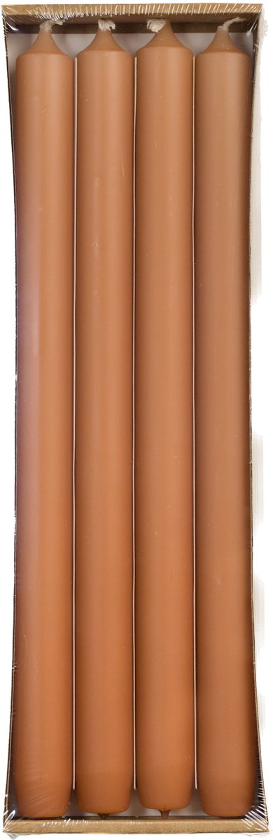 Rustik Lys Lange dinerkaarsen 'Mat' (Siena, Ø 2.1 x 29cm, set van 4) Oranje