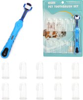 Nobleza Tandenborstel set voor hond en kat - 3D en vinger tandenborstel hond - Driezijdige tandenborstel - Tandenborstel hond - Katten tandenborstel - Honden tandenborstel - Tandenborstel kat - Gebitsverzorging hond - Gebitsverzorging kat