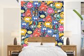 Behang - Fotobehang Design - Grappig - Abstract - Rood - Blauw - Kids - Breedte 165 cm x hoogte 220 cm