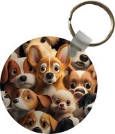 Sleutelhanger - Honden - Dieren - Bruin - Zwart - Patronen - Kind - Plastic - Rond - Uitdeelcadeautjes