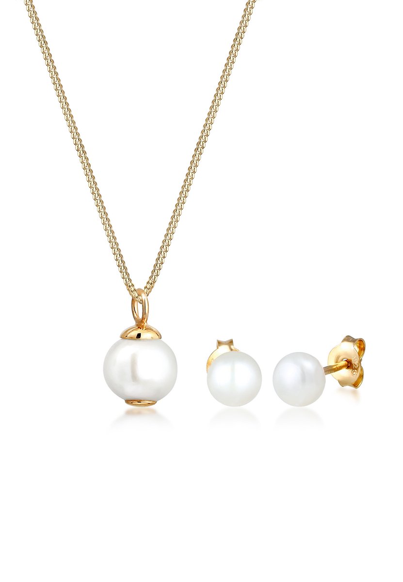 Elli Sieraden Set Luxueuze Filigraan Zoetwaterparels 925 Zilver verguld