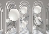 Fotobehang Columns Passage Abstract Spheres | XL - 208cm x 146cm | 130g/m2 Vlies