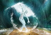 Fotobehang Beach Waves Sea Ballet Dancer Woman | PANORAMIC - 250cm x 104cm | 130g/m2 Vlies