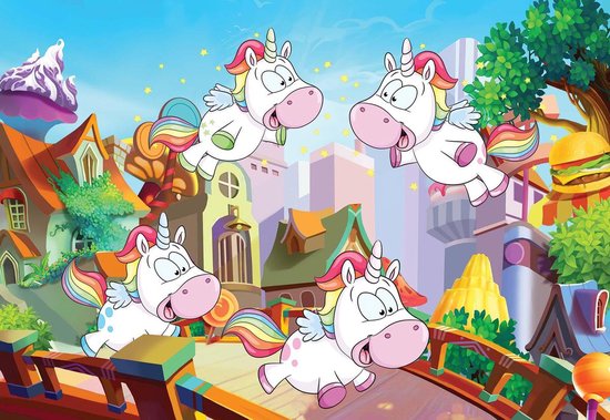 Papier peint Ville de licorne | V4 - 254 cm x 184 cm | Polaire 130gr / m2