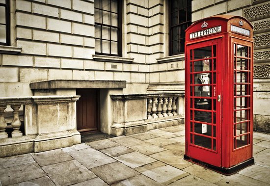 Papier peint City London Telephone Box Rouge | XXXL - 416 cm x 254 cm | Polaire 130g / m2