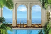 Fotobehang Sea Arches Palms | XXXL - 416cm x 254cm | 130g/m2 Vlies