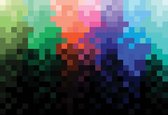 Fotobehang Rainbow Pattern Pixel | XXL - 312cm x 219cm | 130g/m2 Vlies