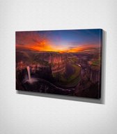 Sunset Above Mountains Canvas - 60 x 40 cm - Landschap - Schilderij - Canvas - Slaapkamer - Wanddecoratie  - Slaapkamer - Foto op canvas