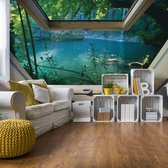 Peinture murale Lake 3D Skylight Window View | VEXXXL - 416 cm x 254 cm | Polaire 130gr / m2