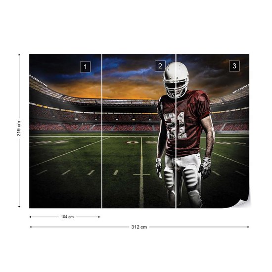 Papier peint Stade de football américain | XXL - 312 cm x 219 cm | Polaire 130g / m2