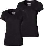Apollo - Bamboe T-shirt dames - Zwart - 2-Pak - Maat XL - Dames T-shirt